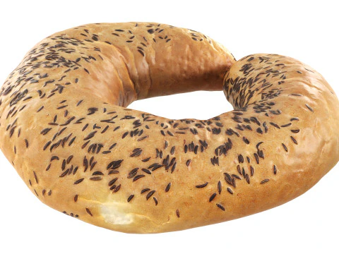 White bread cone with cumin seeds 3D Model