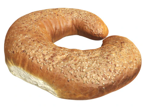 White bread cone with sesame seeds 3D Model