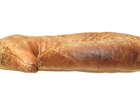 White bread cone with sesame seeds 3D Model