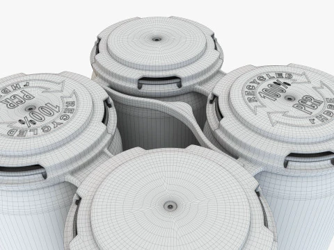 Стандартна банка 500 мл Clip Pak Carrier Handle Quadpak 3D Модель