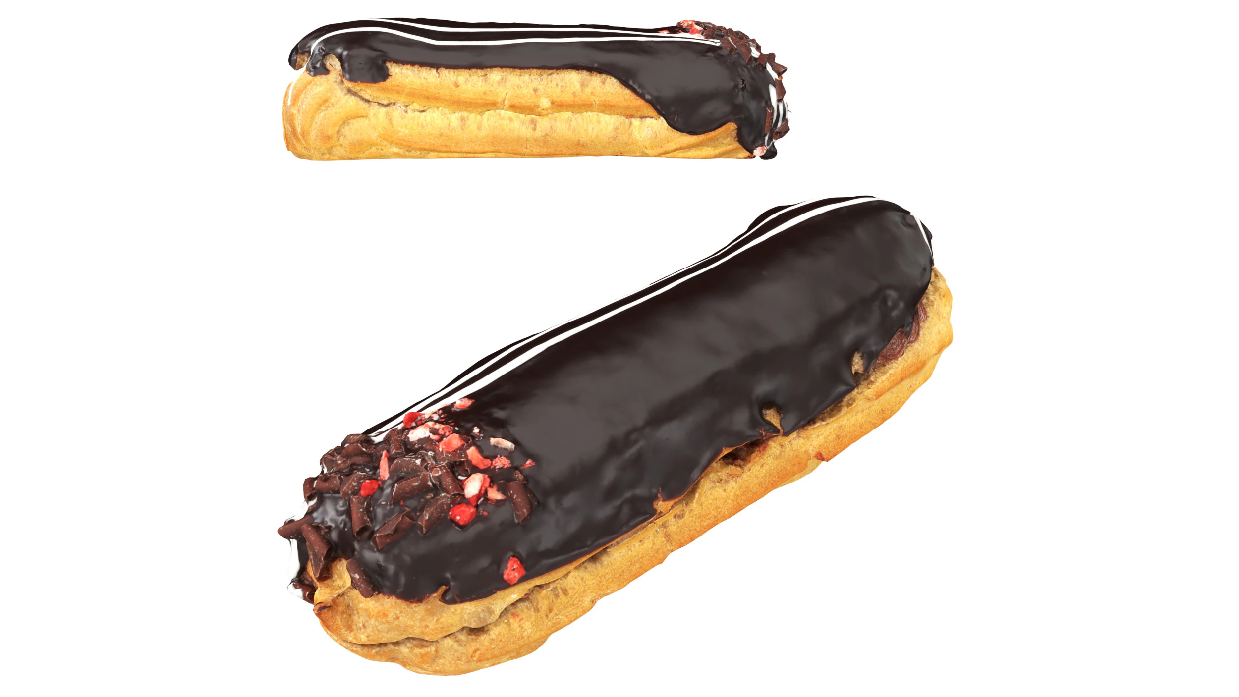 Chocolate eclair 3D Model .c4d .max .obj .3ds .fbx .stl .blend 
