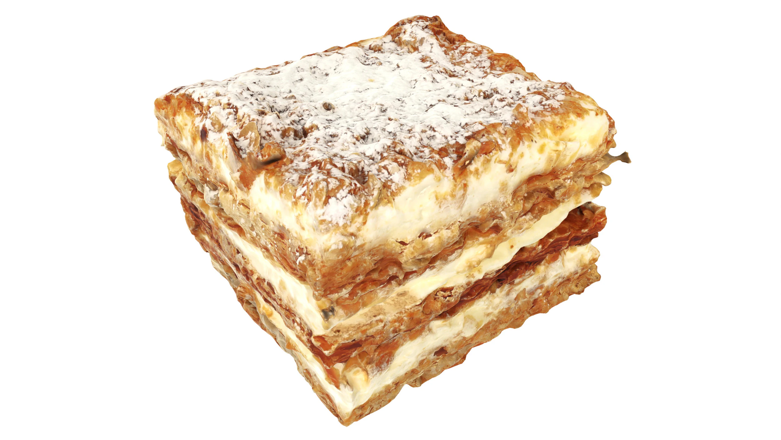 Layered cake with cream piece 3D Model .c4d .max .obj .3ds .fbx .stl .blend