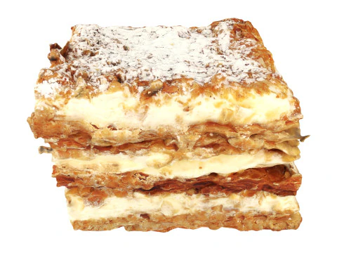 Layered cake with cream piece 3D Model