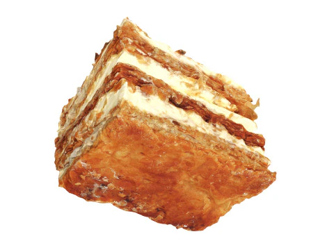 Layered cake with cream piece 3D Model