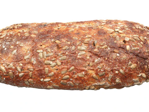 带种子的长方形黑麦面包 3D 模型