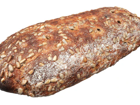 带种子的长方形黑麦面包 3D 模型