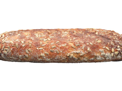 带种子的长方形黑麦面包 3D 模型