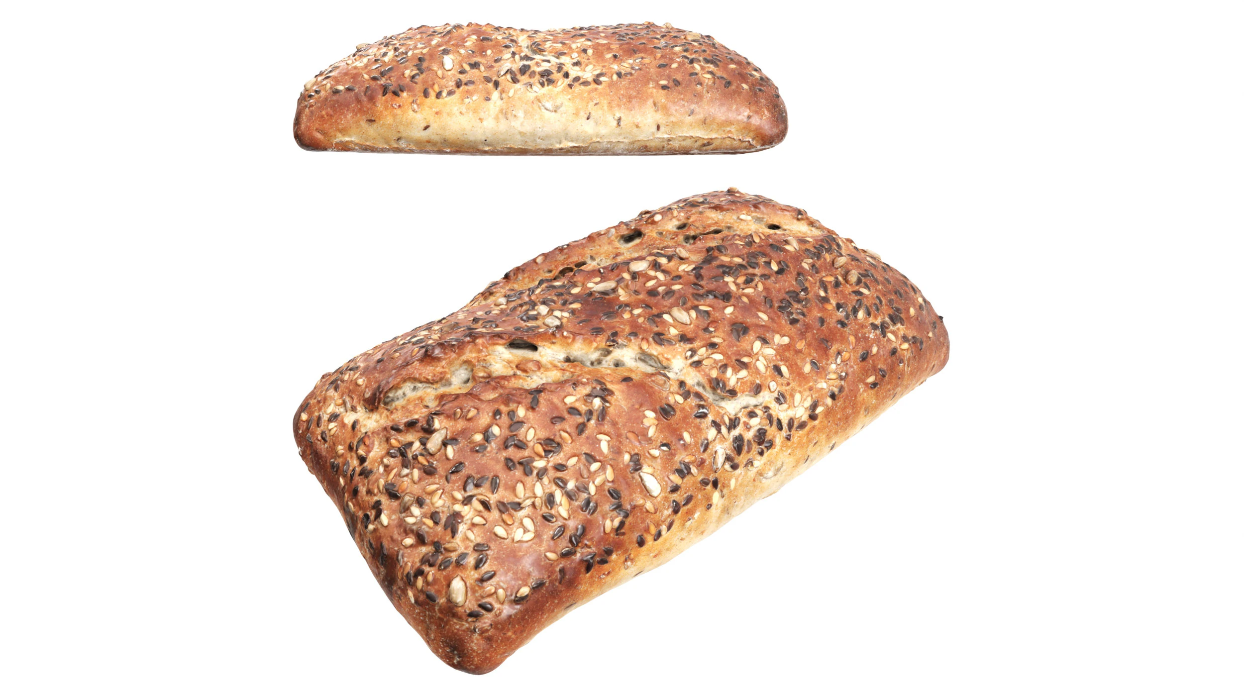 Rectangle wheat bread with seeds 3D Model .c4d .max .obj .3ds .fbx .stl .blend
