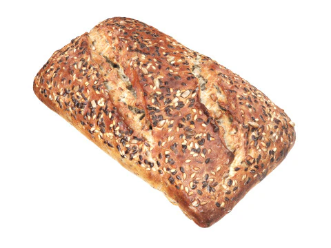 Rectangle wheat bread with seeds 3D Model