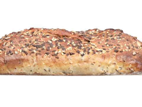 Rectangle wheat bread with seeds 3D Model