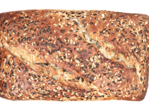 Rectangle wheat bread with seeds 3D Model