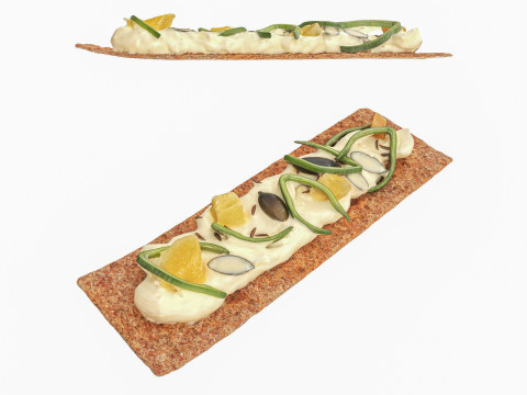 Rye thin bread with cheese Model 3D