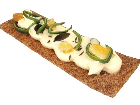 Rye thin bread with cheese 3D Model