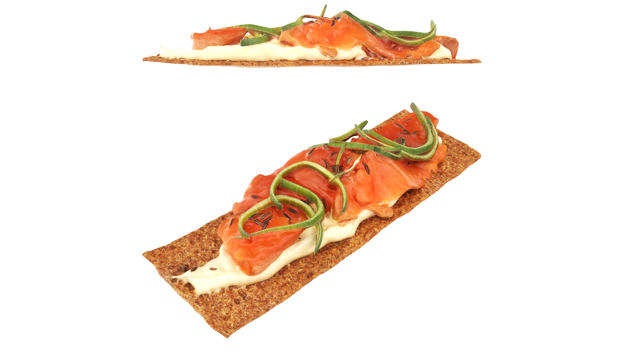Rye thin bread with salmon 3D Model .c4d .max .obj .3ds .fbx .stl .blend