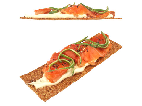 Rye thin bread with salmon Model 3D