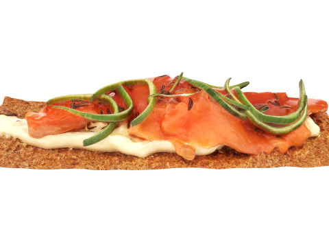 Rye thin bread with salmon 3D Model