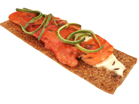Rye thin bread with salmon 3D Model