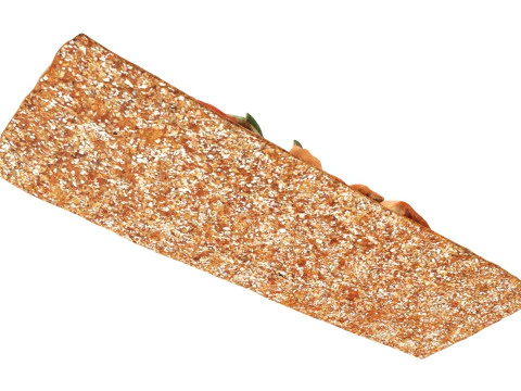 Rye thin bread with salmon 3D Model