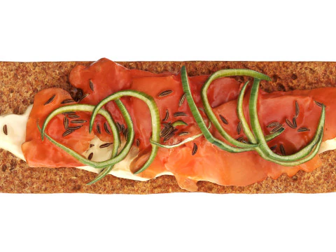 Rye thin bread with salmon 3D Model