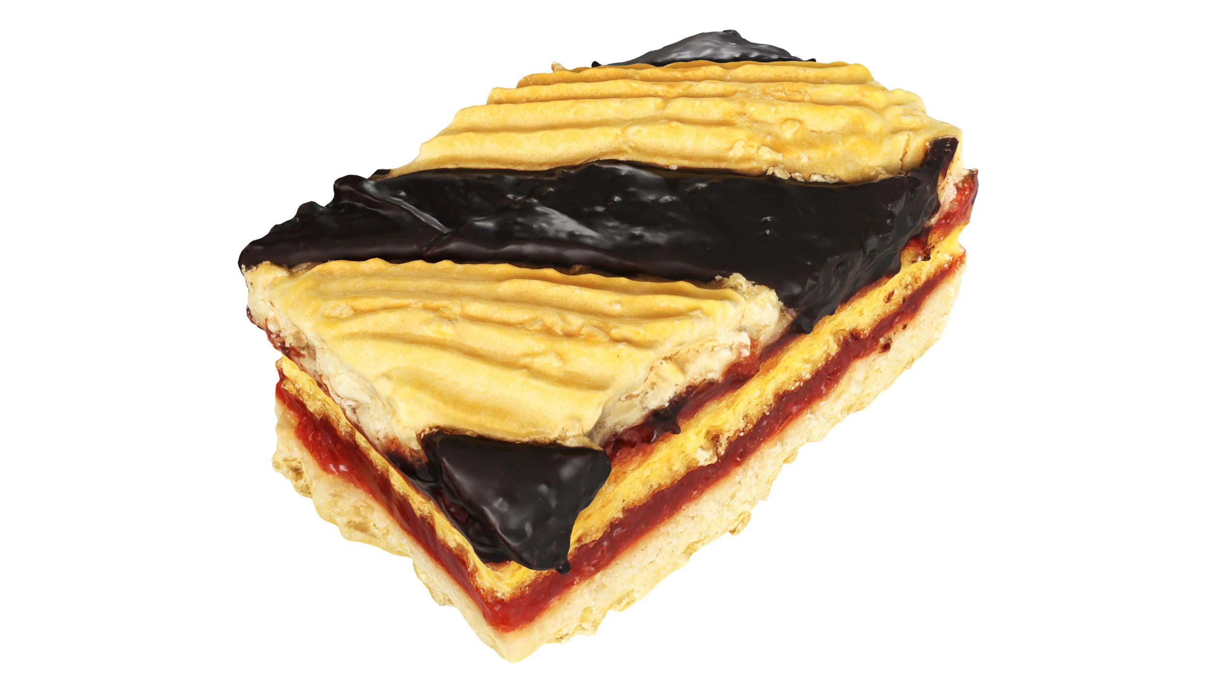 Shortbread cake with jam and chocolate 3D Model .c4d .max .obj .3ds .fbx .stl .blend 