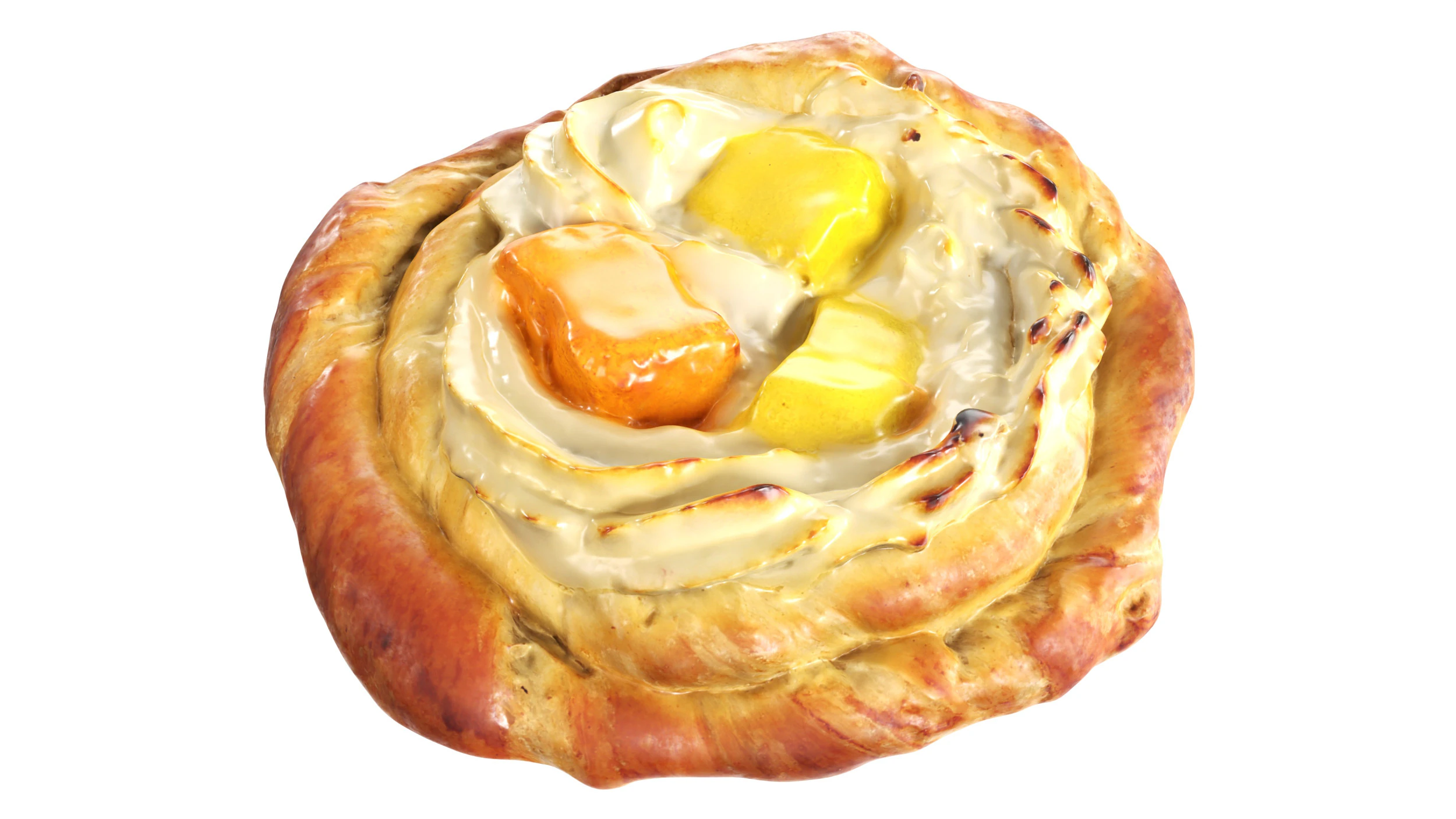 P&atilde;o com creme e geleia de frutas Modelo 3D .c4d .max .obj .3ds .fbx .stl .blend 