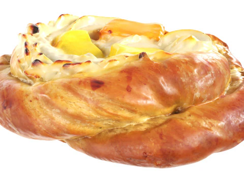 P&atilde;o com creme e geleia de frutas Modelo 3D