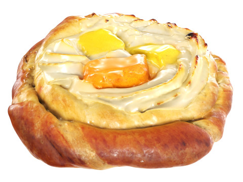 Bun with cream and fruit jelly 3D Model