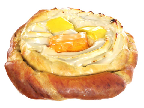 P&atilde;o com creme e geleia de frutas Modelo 3D