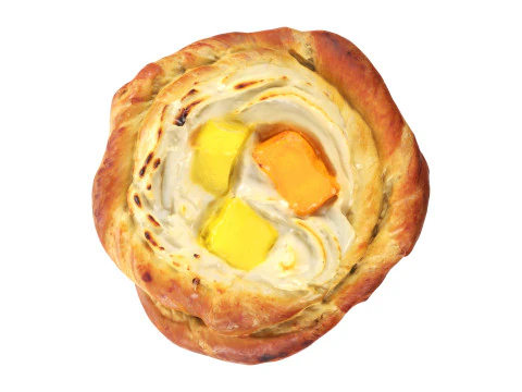 P&atilde;o com creme e geleia de frutas Modelo 3D