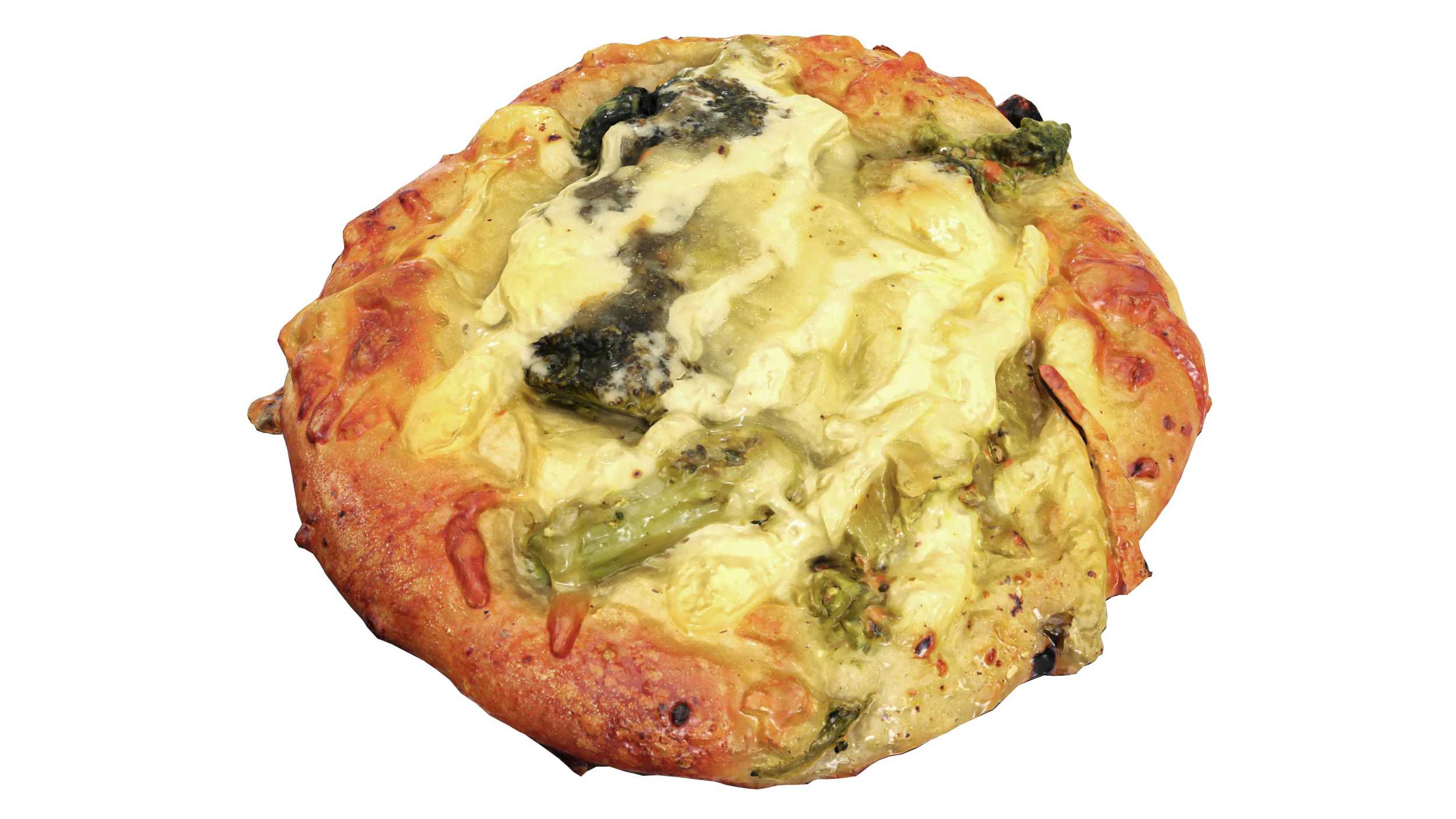 Mini broccoli cheese pizza 3D Model .c4d .max .obj .3ds .fbx .stl .blend 