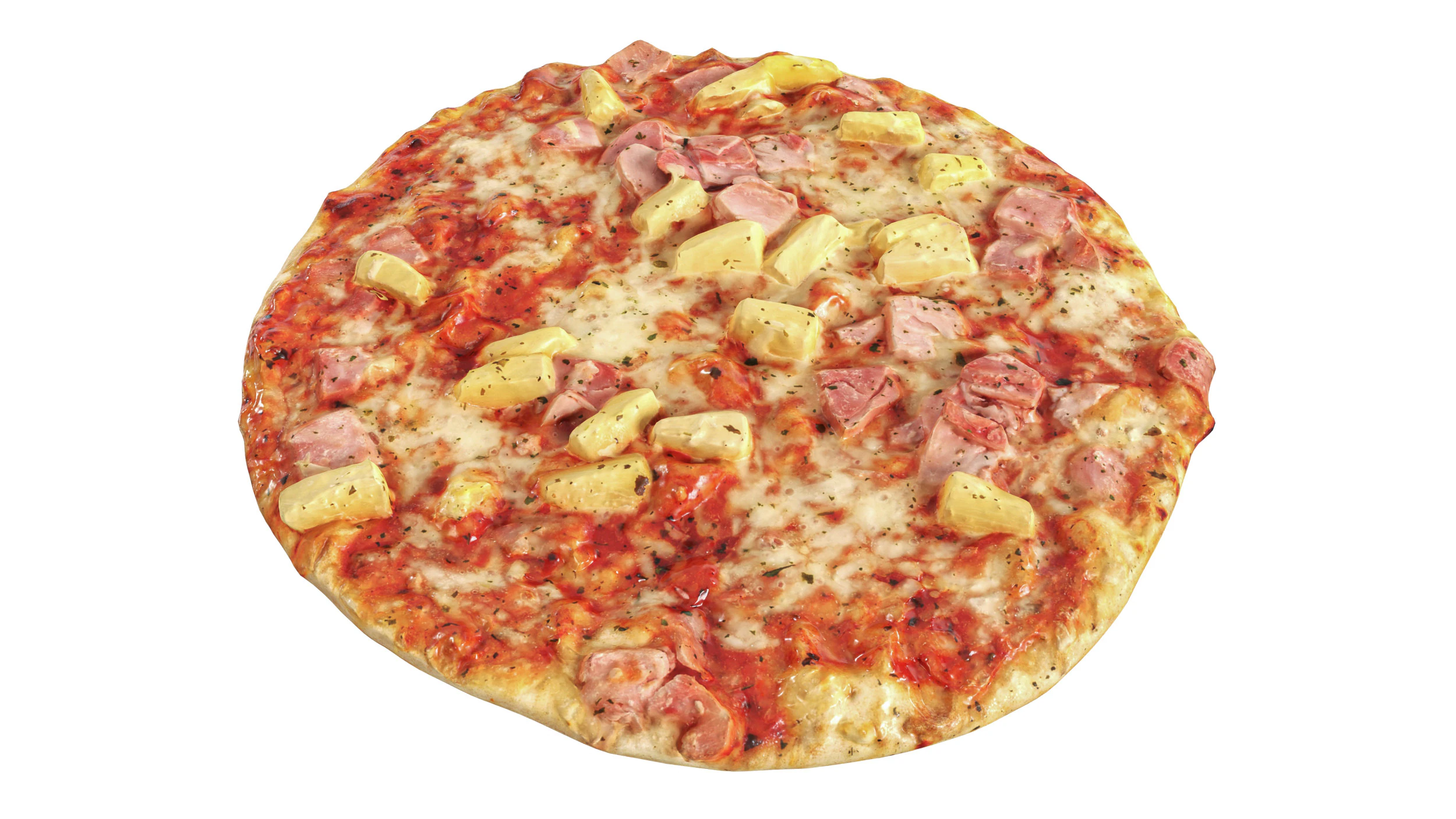Pizza Hawaii 3D Model .c4d .max .obj .3ds .fbx .stl .blend 