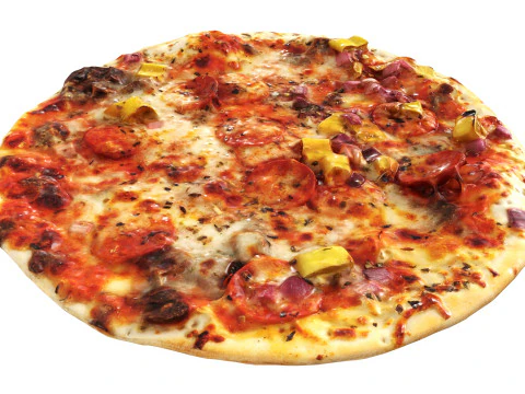Pizza con carne Modello 3D