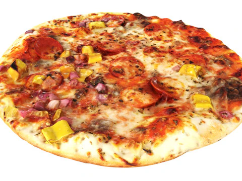 Pizza con carne Modello 3D