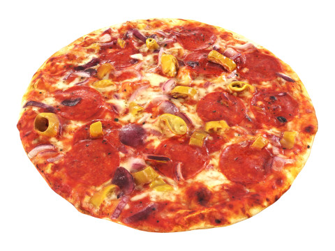 Pizza with salami and jalapeno Model 3D