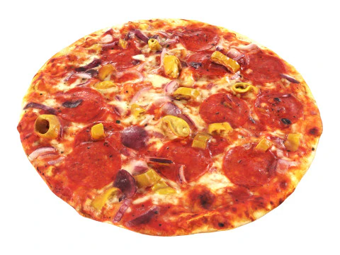 Pizza met salami en jalapeno 3D Model