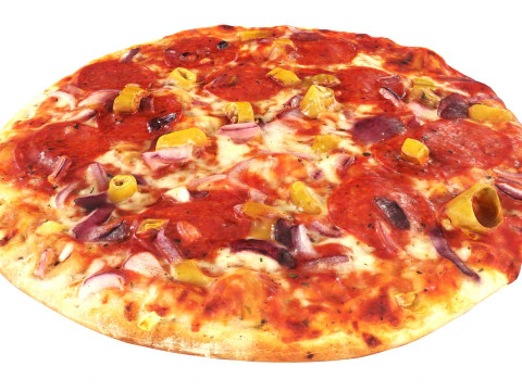 Піца з салямі та халапеньо 3D Модель