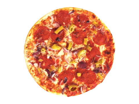 Pizza with salami and jalapeno 3D Модель