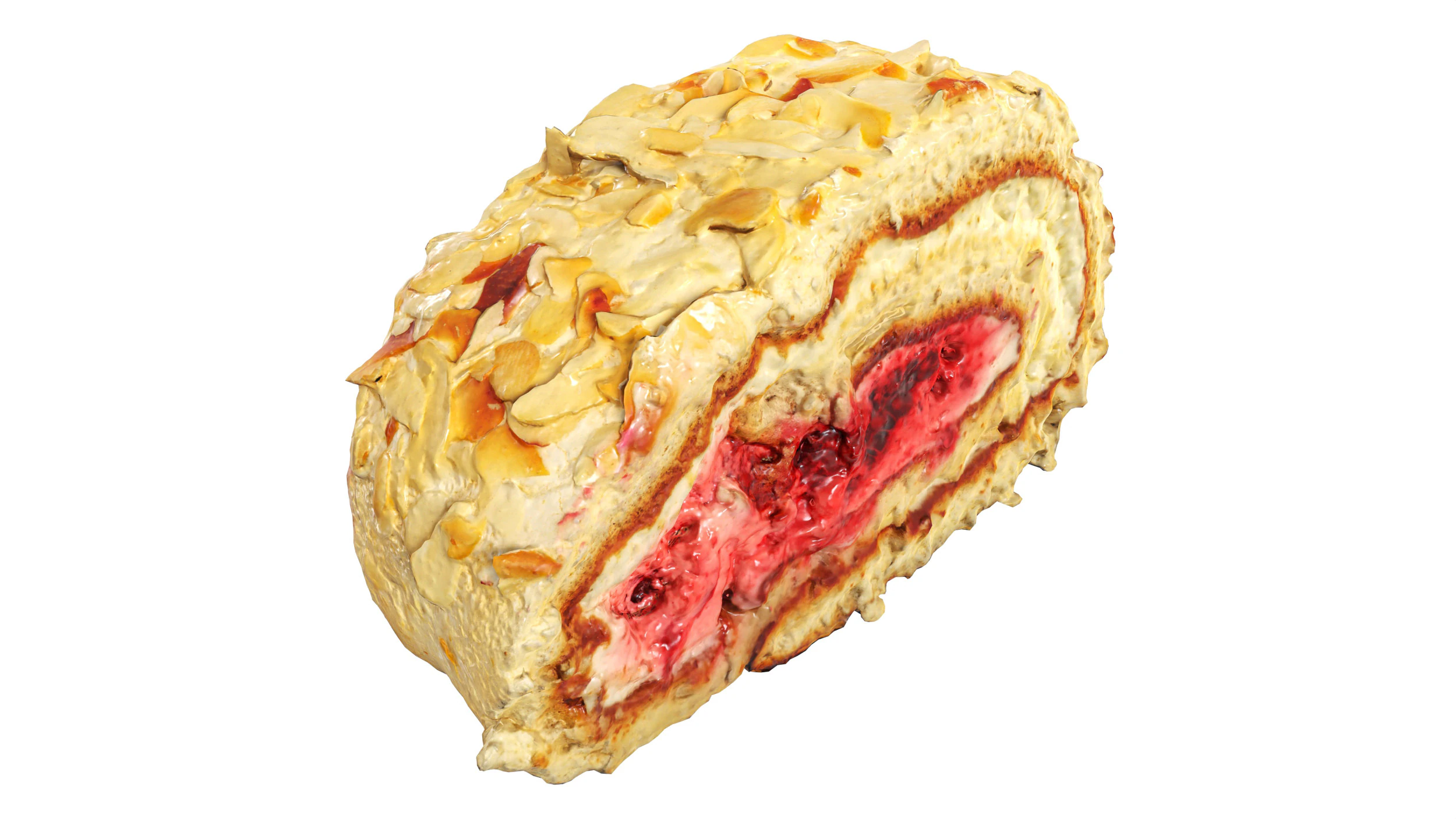 Roll cake with cream filling piece 3D Model .c4d .max .obj .3ds .fbx .stl .blend 