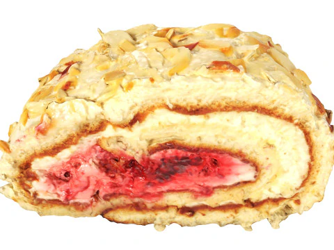 Roll cake with cream filling piece 3D Model