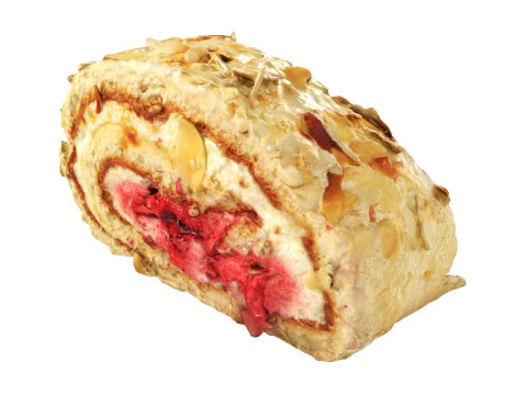 Roll cake with cream filling piece 3D Model