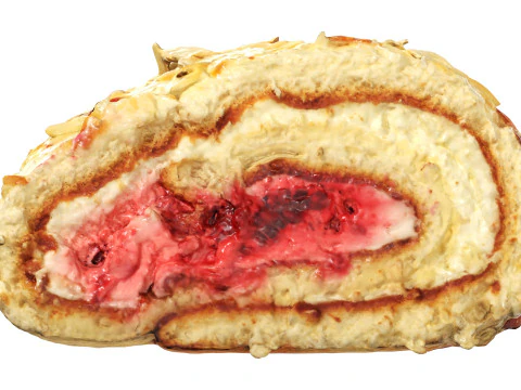 Roll cake with cream filling piece 3D Model
