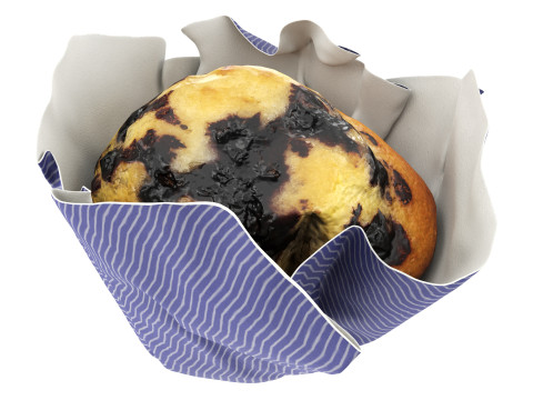 Wrapped blueberry muffin Model 3D