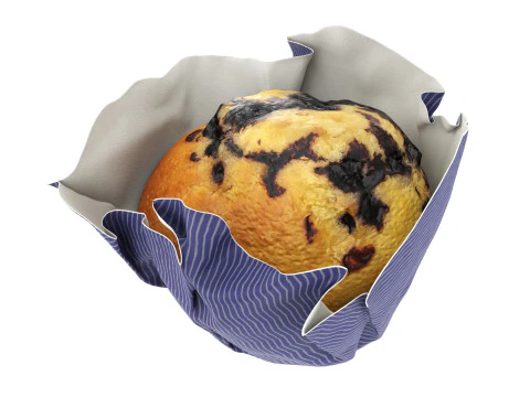 Wrapped blueberry muffin 3D Model