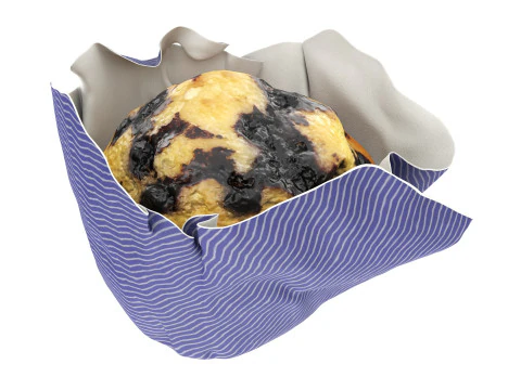 Wrapped blueberry muffin 3D Model