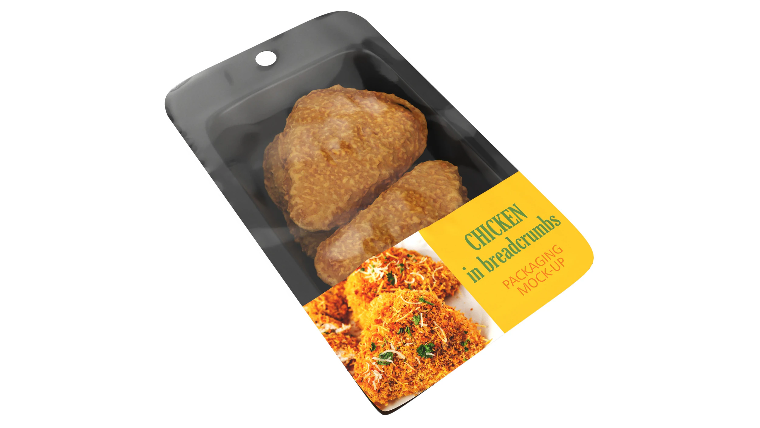 Chicken cutlets in breadcrumbs with packaging 3D Model .c4d .max .obj .3ds .fbx .stl .blend