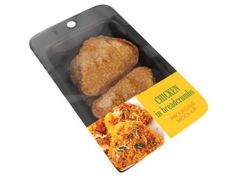 Chicken cutlets in breadcrumbs with packaging 3D 模型