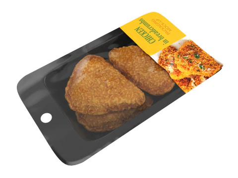 Chicken cutlets in breadcrumbs with packaging 3D Model