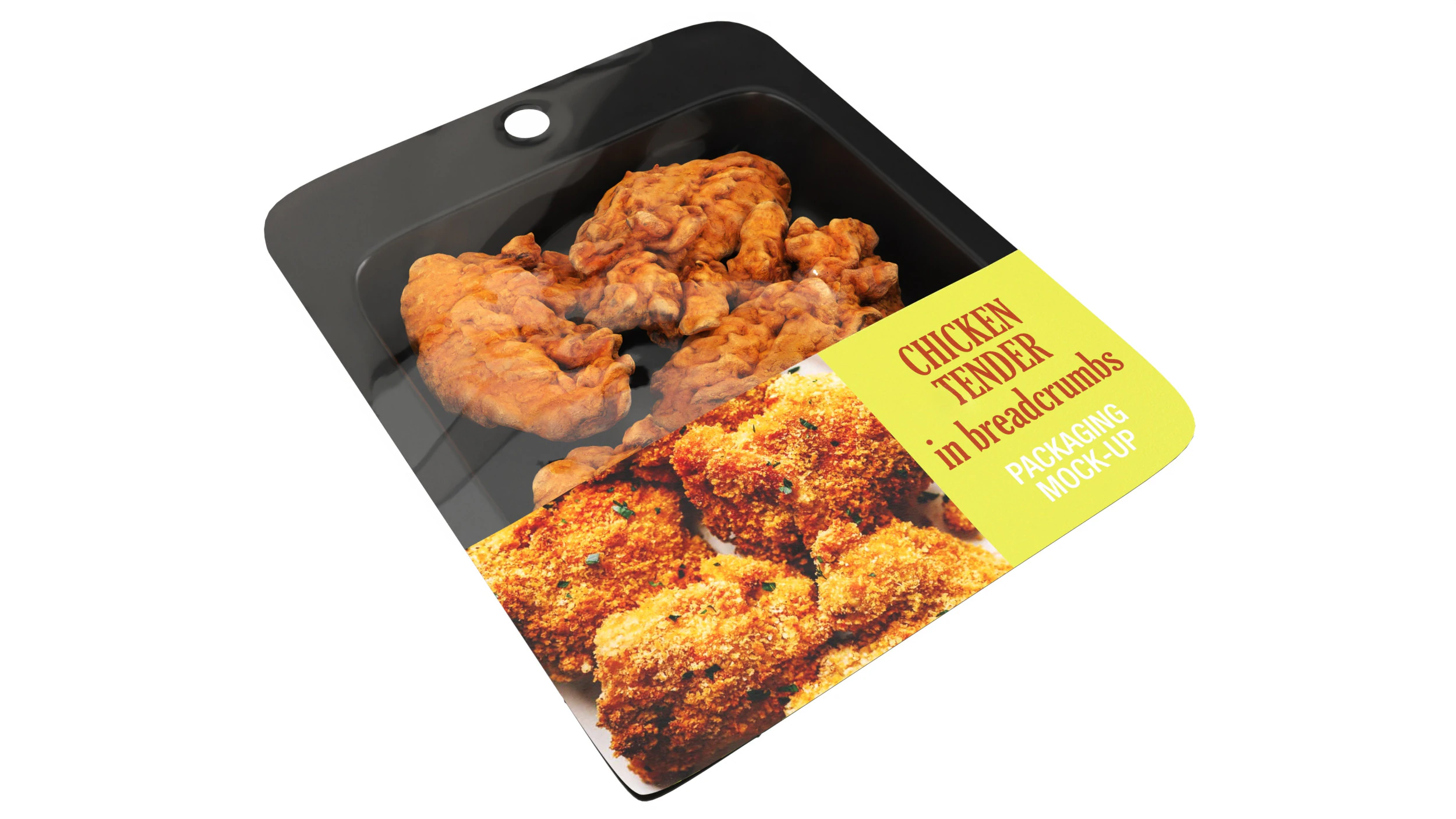 Chicken tender in breadcrumbs with packaging 3D Model .c4d .max .obj .3ds .fbx .stl .blend