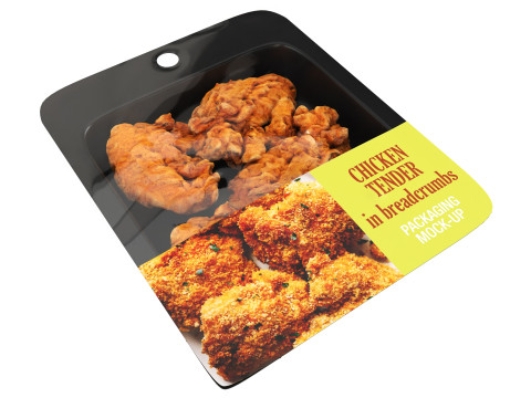 Chicken tender in breadcrumbs with packaging 3D 模型