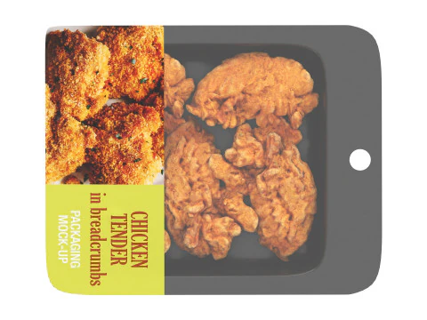Chicken tender in breadcrumbs with packaging 3D Model